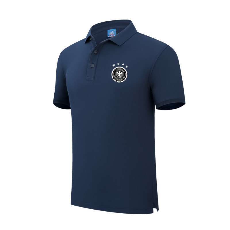 【polo】เยอรมนีเสื้อโปโลทีมชายและหญิงแขนสั้นผ้าฝ้ายเย็นแฟนปกด้านบนฟุตบอลฤดูร้อนกีฬาสบาย ๆ ครึ่งแขน
