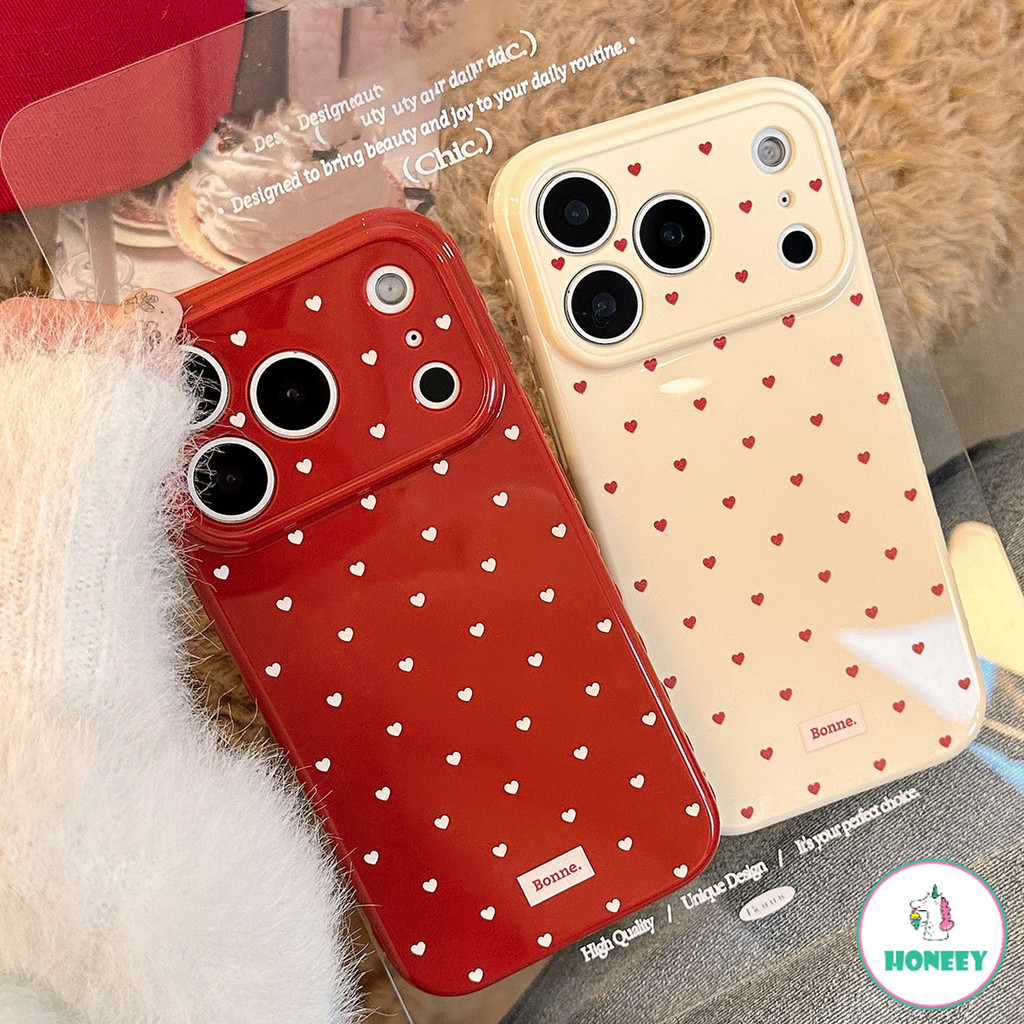 Retro Chic Burgundy Love Heart เคสโทรศัพท์สําหรับ IPhone 17 16 15 14 13 12 Pro Max Plus ไวน์แดง Soft tpu ปกหลัง 3d Love Heart ด้านข้างเคสโทรศัพท์