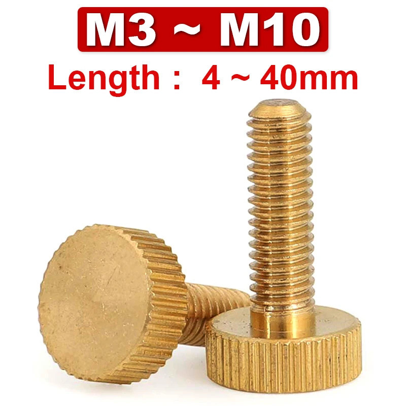 M3 M4 M5 M6 M8 M10 Brass Flat Head Hand Screw GB835 Pure Copper Big Head Knurled Hand Screw Handle T