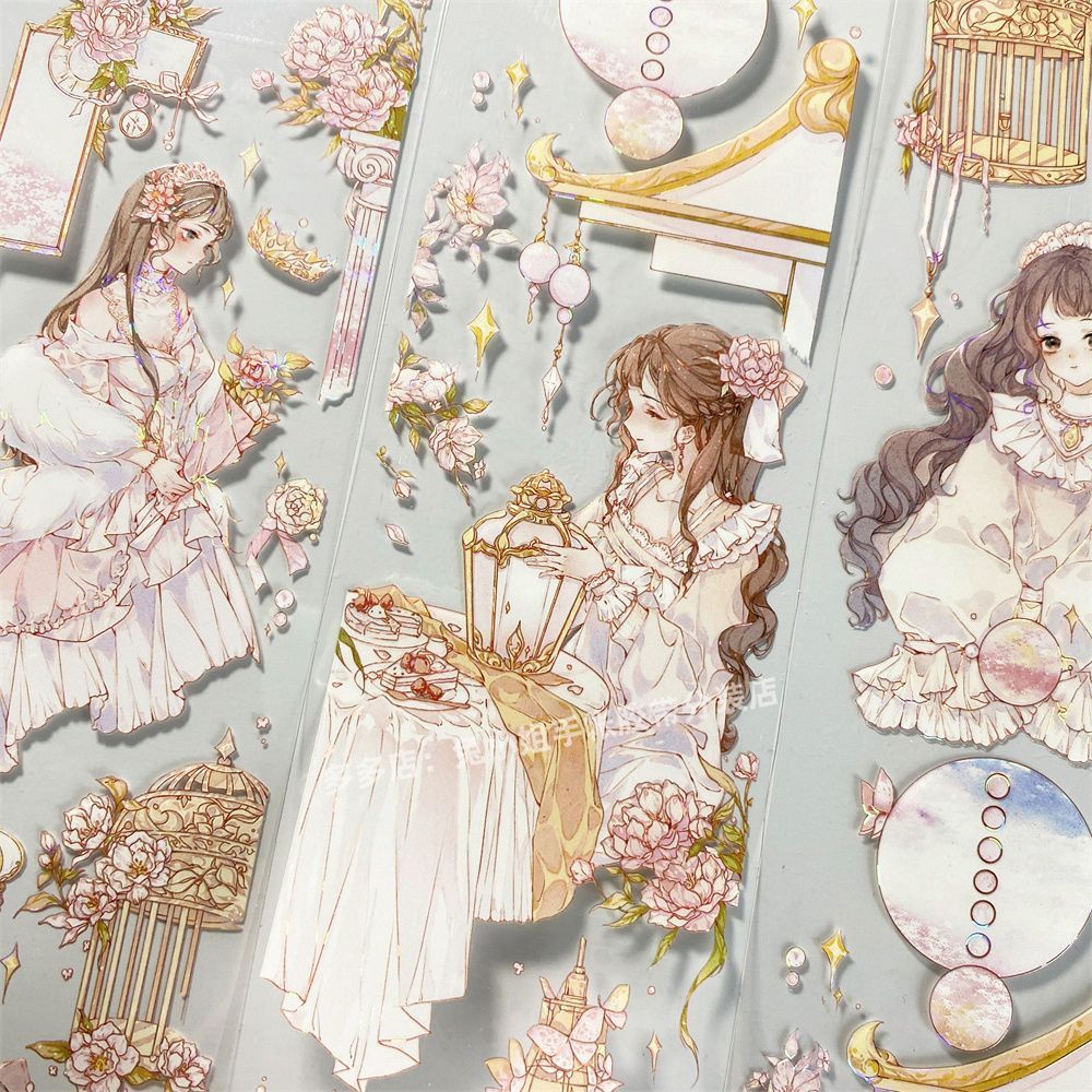 คู่มือ Sub-Packing Tape Palace มุมห้าสมบัติ Palace Girl Cultural Creative Antique PET วัสดุคู่มือเคสโทรศัพท์สติกเกอร์