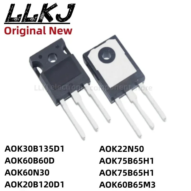 5 ชิ้น AOK30B135D1 AOK60B60D AOK60N30 AOK20B120D1 AOK22N50 AOK75B65H1 AOK75B65H1 AOK60B3 เอฟเฟกต์ทรา