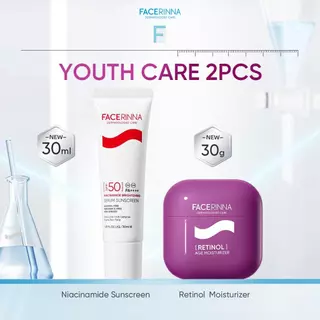 【NEW】FACERINNA เซ็ตกันแดด + ครีมบำรุงผิว 2 ชิ้น SPF50 PA++++ Niacinamide ผิวกระจ่างใส ปกป้อง UVA/UVB