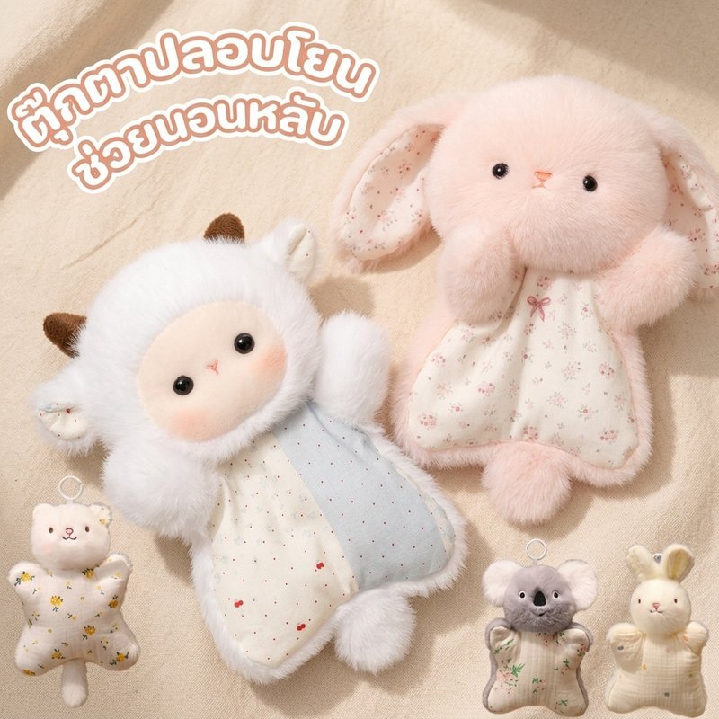 ตุ๊กตากระต่าย ตุ๊กตาปลอบโยน ตุ๊กตานุ่ม ผ้ากำมะหยี่ ใยPP ของเล่นเด็ก หมอนกอด ห้อยรถเข็น