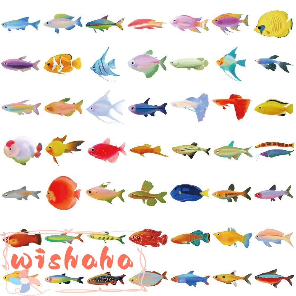 WISHAHA 50PCS ปลาสติกเกอร์โปร่งใส,การ์ตูนกันน้ําแล็ปท็อปDecal,Art DIYโทรศัพท์Graffitiสติกเกอร์สเก็ตบอร์ดกระเป๋าเดินทาง