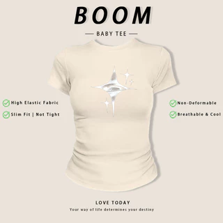 COD（จัดส่งภายใน 24 ชั่วโมง）เสื้อสาวอวบ เสื้อครอปท็อป แขนสั้น babytee สไตล์เกาหลี y2k T-shirt | รูปแบบเลข ดาวน่ารัก