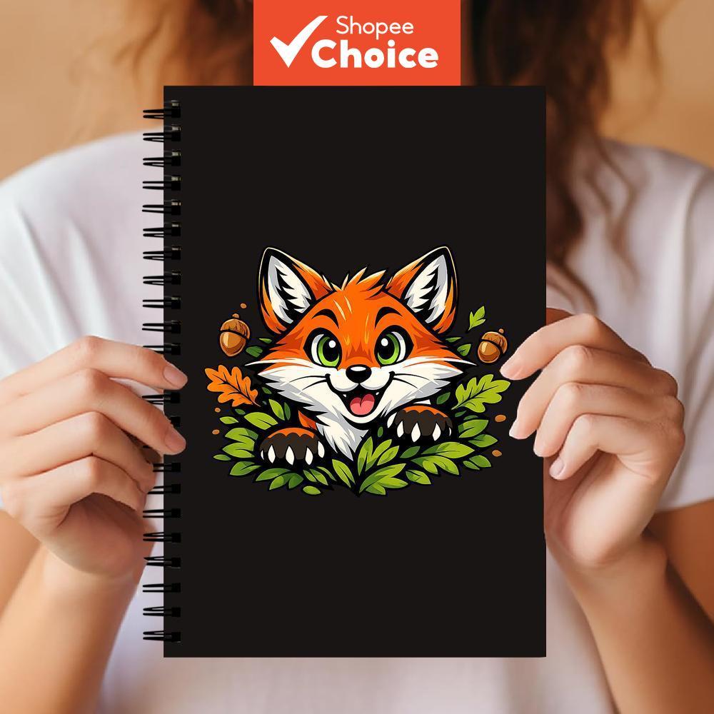การ์ตูน Fox Steno Pad Journal โน้ตบุ๊ค Oak ใบ Acorns ธรรมชาติ Theme Kawaii เกลียว 8.5x11 "หมายเหตุหน