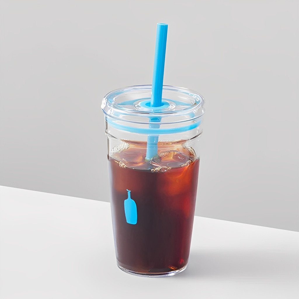 แก้วกาแฟเดินทาง Blue Bottle 450ml ป้องกันรั่ว พร้อมหลอด พลาสติกคุณภาพสูง ใช้ซ้ำได้ สะดวกพกพา