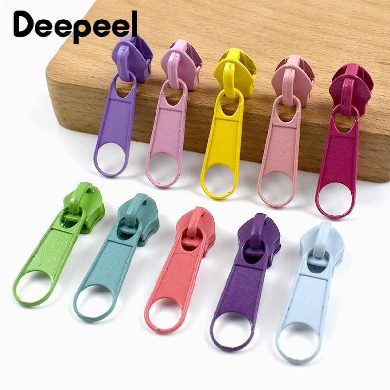 10 ชิ้น 3 # 5 # ไนลอนซิปดึงสําหรับกระเป๋า Zips Slider เปลี่ยนปิดซิปชุดซ่อม DIY อุปกรณ์เสริม