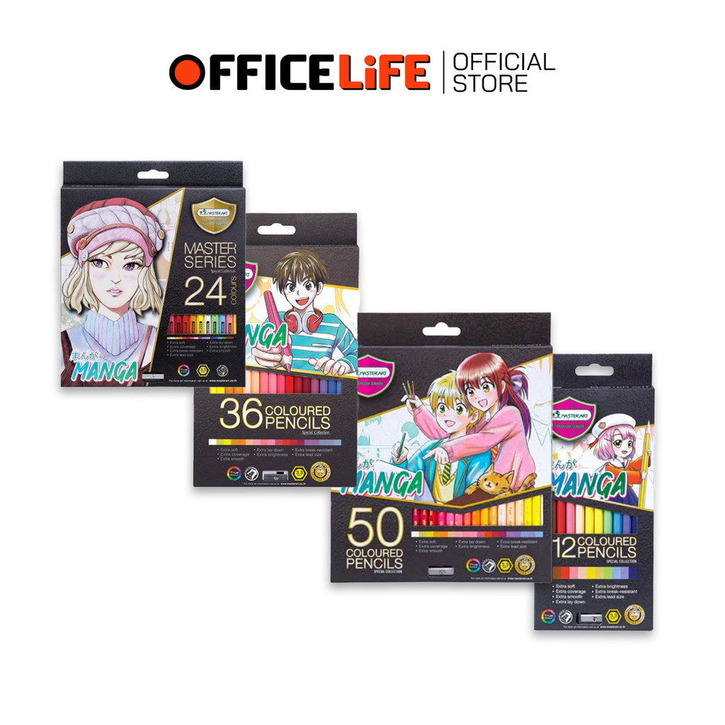 Master Art (มาสเตอร์อาร์ต) สีไม้ ดินสอสี มาสเตอร์ซีรี่ย์ รุ่น มังงะ MANGA แบบ 12 สี / 24 สี / 36 สี 