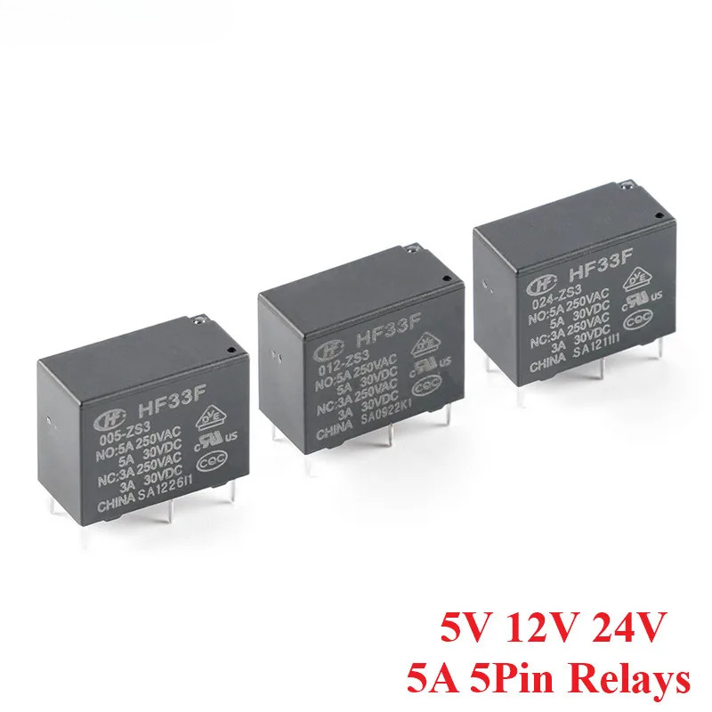 2 ชิ้นรีเลย์ใหม่ HF33F JZC-33F-005 012 024-HS3 ZS3 HF33F-012-ZS3 4PIN 5PIN 5A 5V 12V 24V รีเลย์ไฟฟ้า