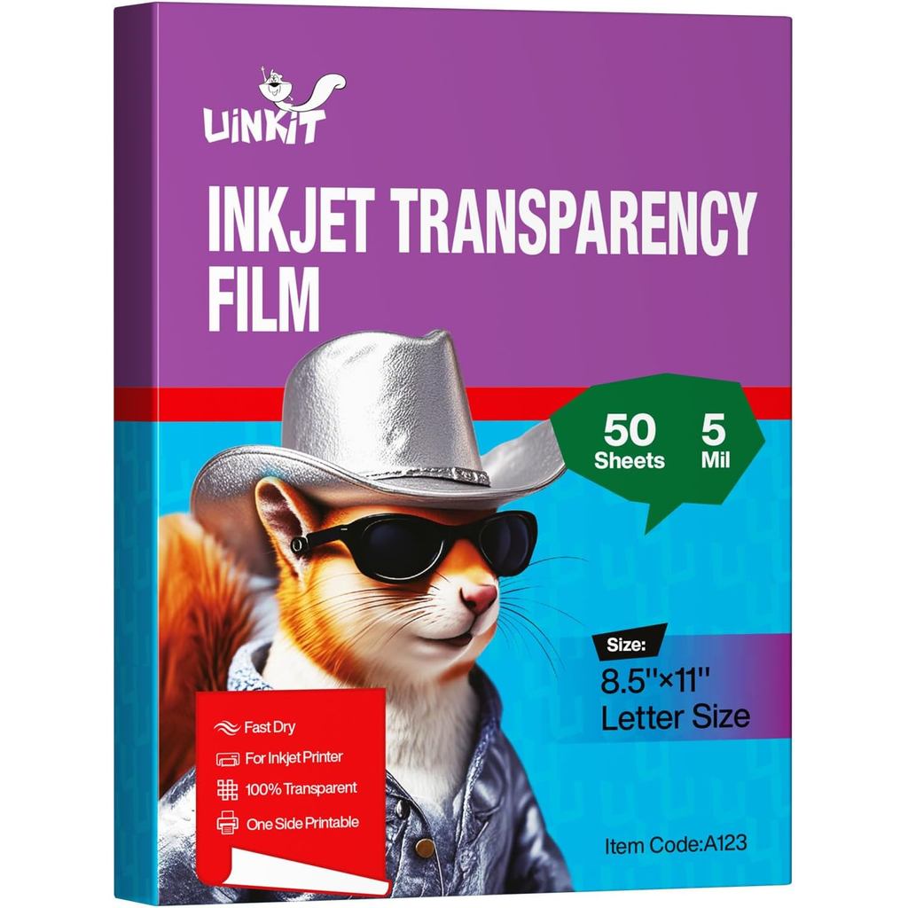 Uinkit Inkjet Transparency Film 50 แผ่น 8.5x11 OHP Overhead Projector Film สําหรับ DIY Crafting 100%