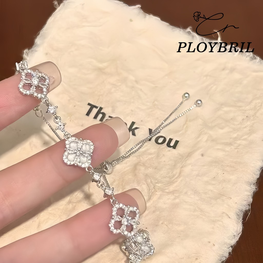 PLOYBRIL แสงหรูหราหรูหราแฟชั่นสร้อยข้อมือเพชรเต็มดอกไม้สไตล์ใหม่ซอกประณีตสร้อยข้อมือประณีต S023