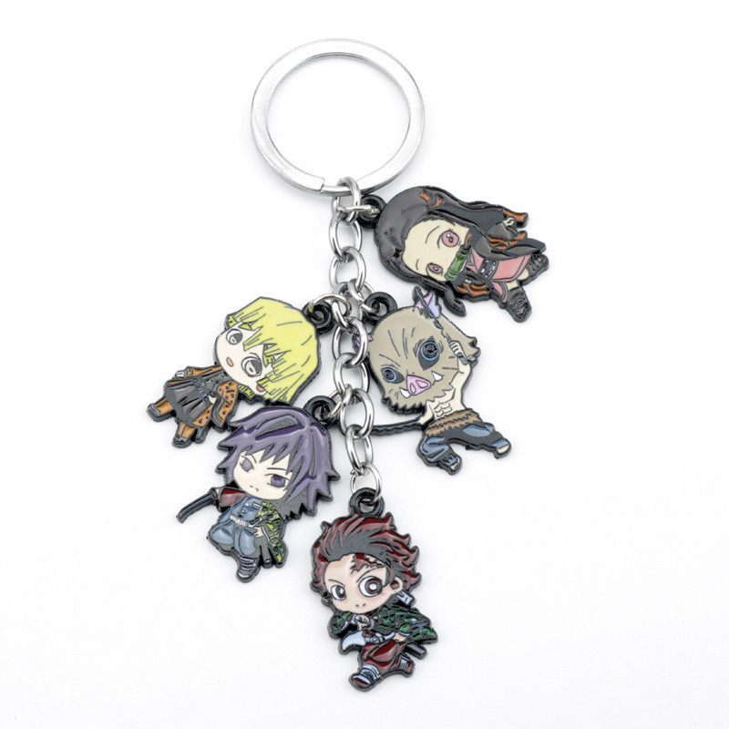 Spot Goods#Anime Peripheral Demon Slayer Keychain Tanjiro Nezuko Zenitsu Inosuke Giyuu5Pendant Ornam