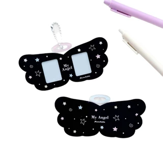 Angel Wings 1 นิ้ว ID Holder อะคริลิคผู้ถือบัตร Hard Card Case CP Collection Decor Idol Card Protector จี้