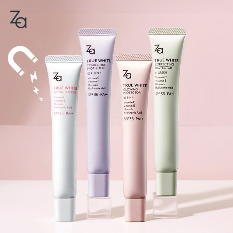 ZA สําหรับ ครีมแยกแต่งหน้าไพรเมอร์ครีมกันแดดสามในหนึ่งเดียวที่มองไม่เห็นรูขุมขนปรับสีผิวชุ่มชื้นยาวนานและแม้สีผิวใบหน้าแยกครีมแต่งหน้าหน้