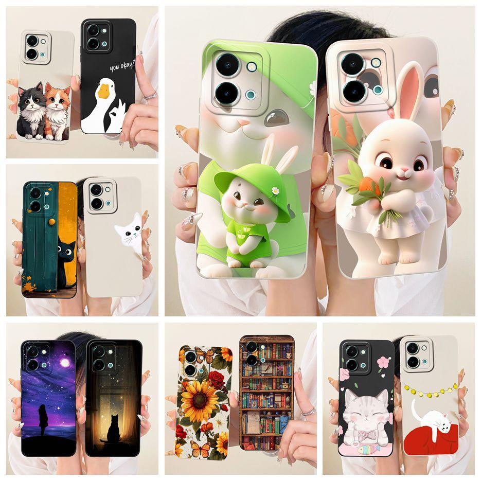 สําหรับ Vivo Y28 4G กรณี V2352 กระต่ายน่ารักการ์ตูนกันกระแทก Soft TPU เคสโทรศัพท์สําหรับ Vivo Y28 5G