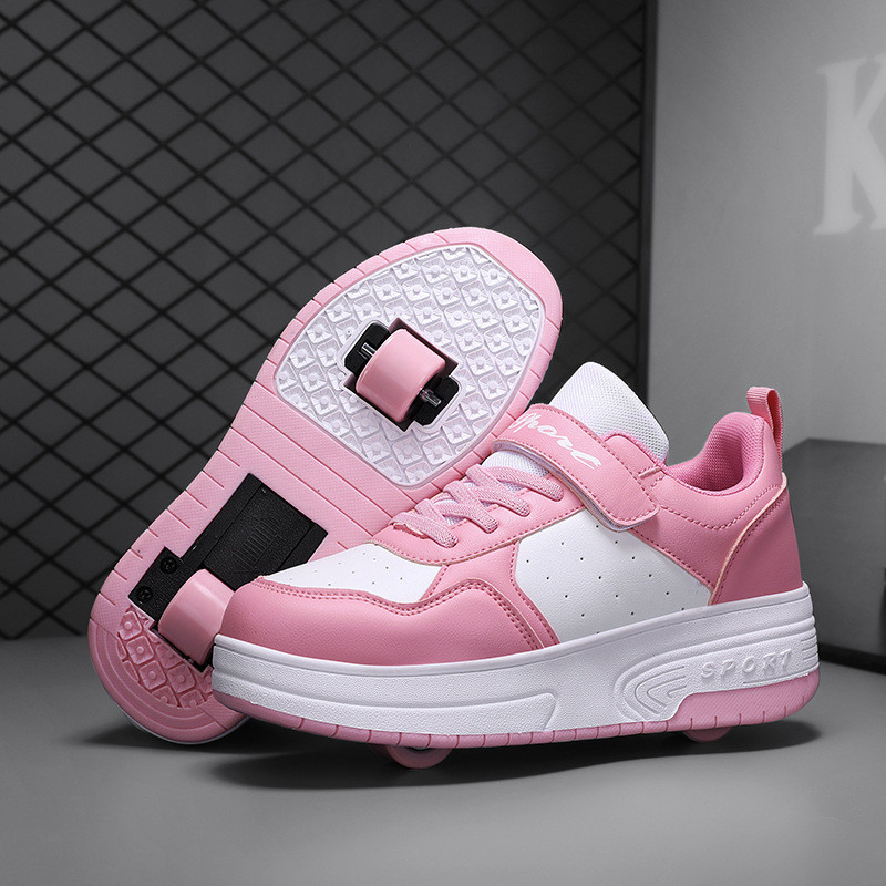 [ขายร้อน] Rampage Shoes Boys Double Wheel Skateboard Shoes Girls Button Wheel Shoes Casual Sports Sh