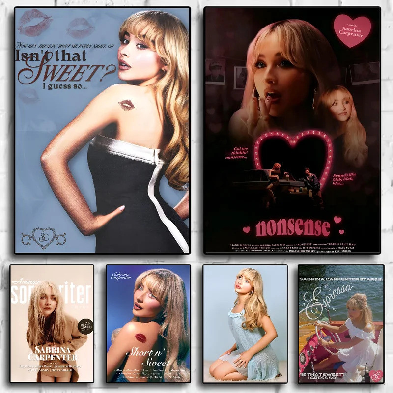 แฟชั่นนักร้อง Sabrina Carpenter ภาพโปสเตอร์ HD ศิลปะผนังเหนียวกันน้ําบ้านห้องนั่งเล่นตกแต่งบาร์