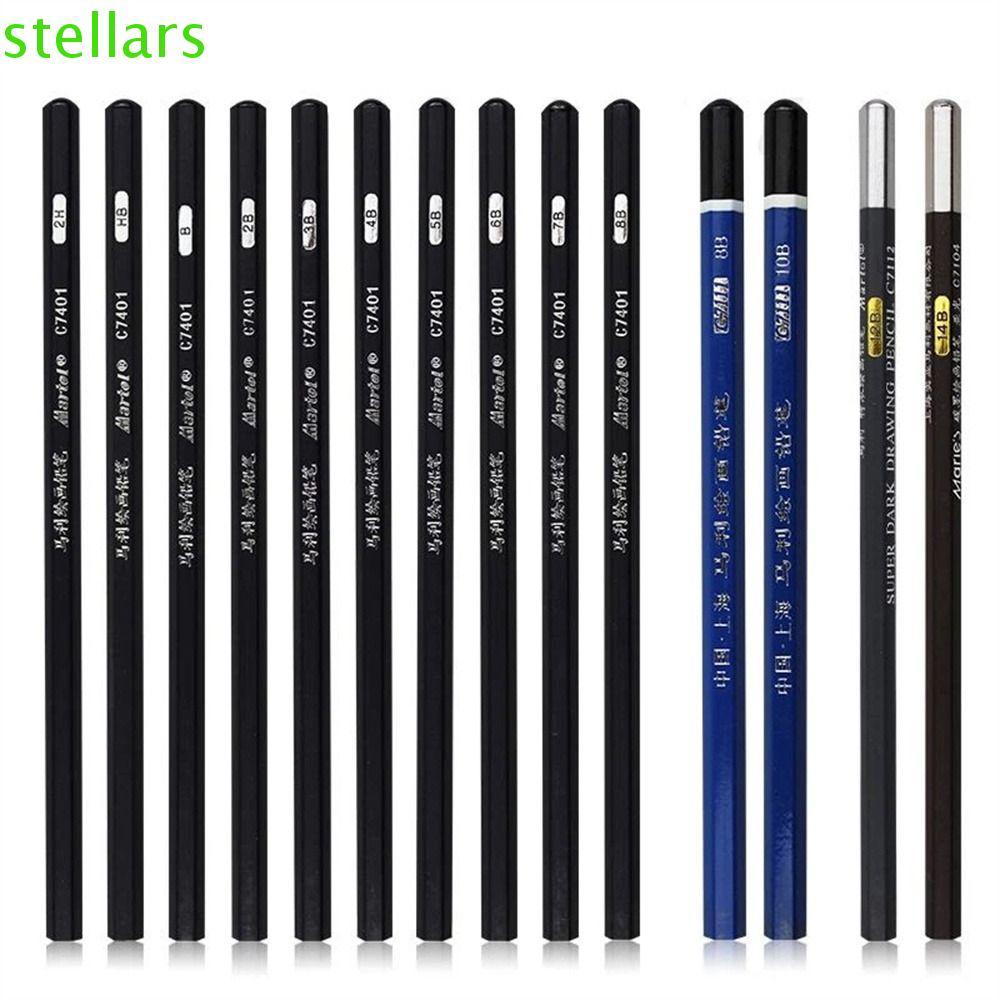 STELLARSYNC 12 ชิ้นดินสอ 7B 8B 10B 12B 14B 3B 4B 5B 6B Soft Charcoal Professional ดินสอสีดํา 2B ดินส