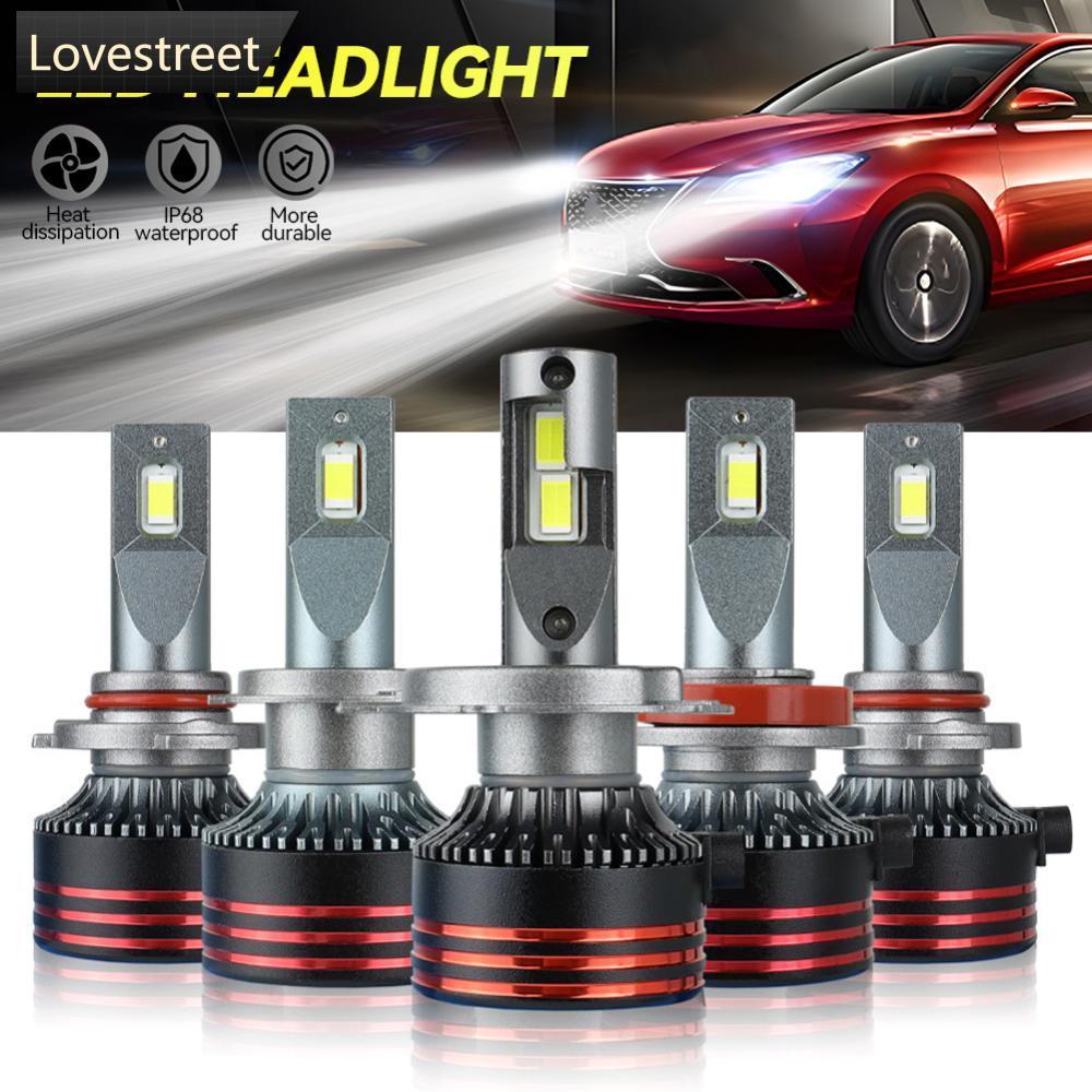 LOVE 1PC H1 H7 H11 H4 H3 9005 9006 LED ไฟหน้ารถ LED โคมไฟสูงและต่ําหลอดไฟรถยนต์โคมไฟ 12000LM 120W ไฟ