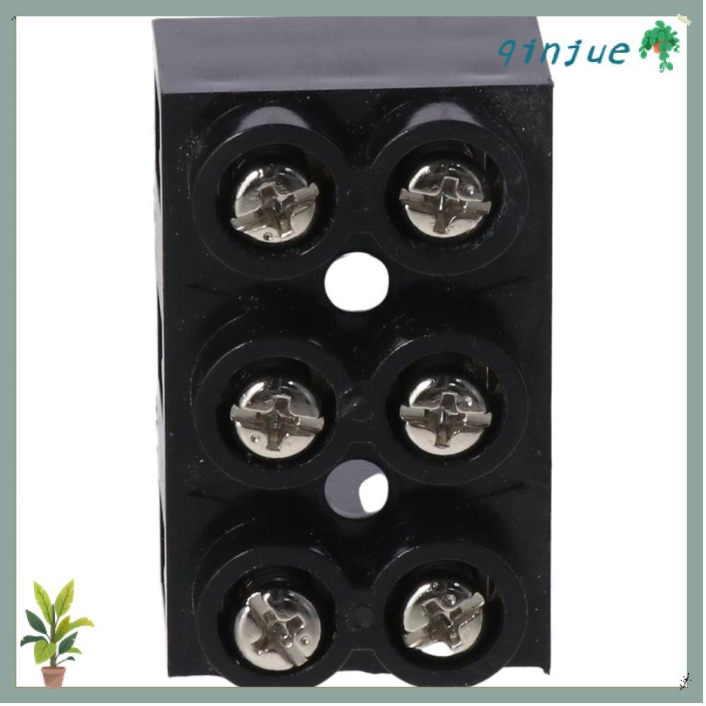 QINJUE Screw Electric Barrier Strip, 60A Dual Row Terminal Block, Terminal Post Black 500V 3 ตําแหน่