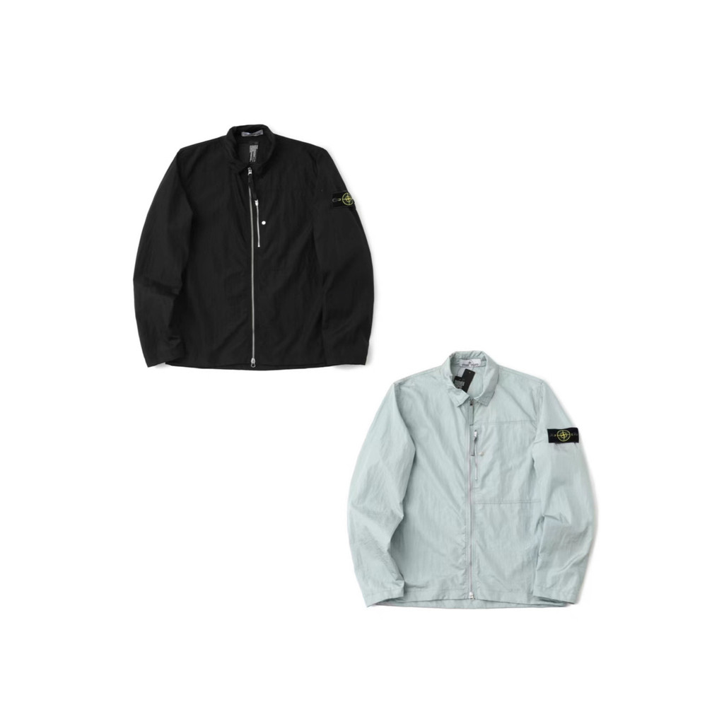 6XQ6 Stone Island Solid Color Logo Patch Lapel Jacket Unisex Spring Autumn Trend