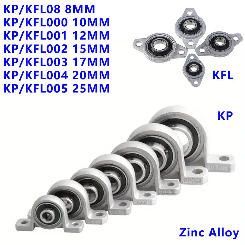 1pcs สังกะสีอัลลอยด์เส้นผ่านศูนย์กลาง 8 10 12 35 มม.Bore Ball Bearing หมอนบล็อกติดตั้งสนับสนุน Kfl08