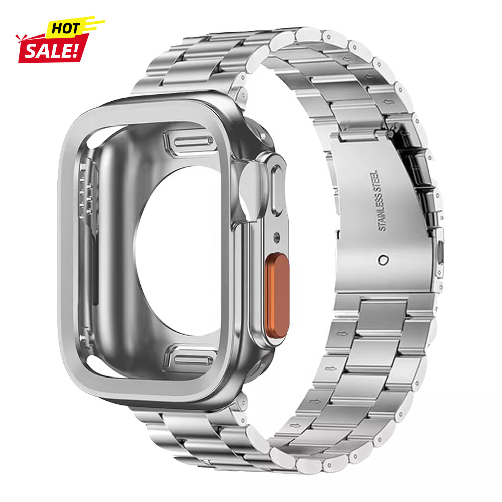 เคส Tpu + สายสแตนเลสสําหรับ Apple Watch Ultra 49 มม.S11/10 46/42 มม.SE 40 มม.44 มม.45 มม.41 มม.Iwatch 10 9 8 Ultra 7 SE 6 5 4 ﻿