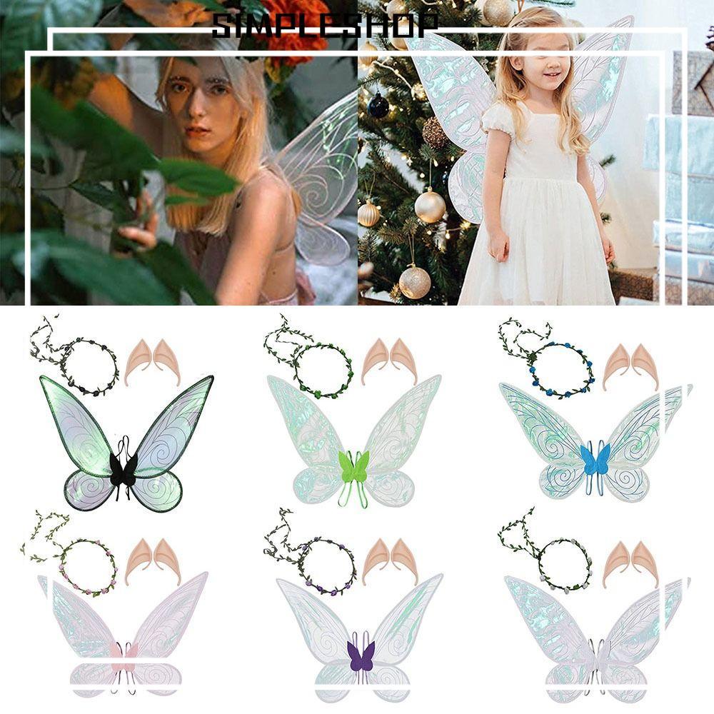 SIMPLESHOP Princess Angel Wings, Sparkle Halloween Costume Fairy Wings, Gift Butterfly Wings with Fl