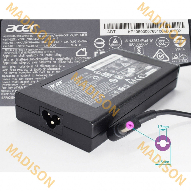 Acer Nitro 5 AN515-44-R5FT 19v 7.1a 5.5*1.7 มม.อะแดปเตอร์ 135W power supply charger vx5