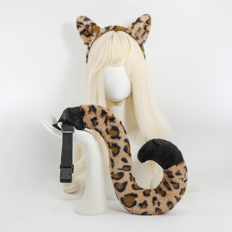 Halloween Tiger Headband Tail Suit Cute Oxtail Animal Cosplay Performance Props XwPJ