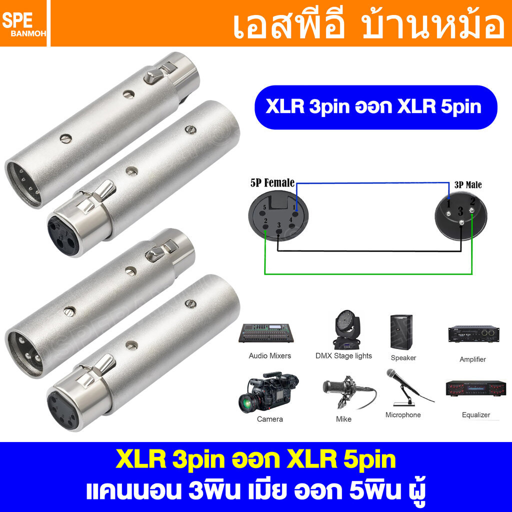 [ 1 ชิ้น ] XLR-3333M XLR-5555M XLR Adaptor ปลั๊กแปลง 3พิน ออก 5พิน Adapter Plug Audio Grade ปลั๊กแปล