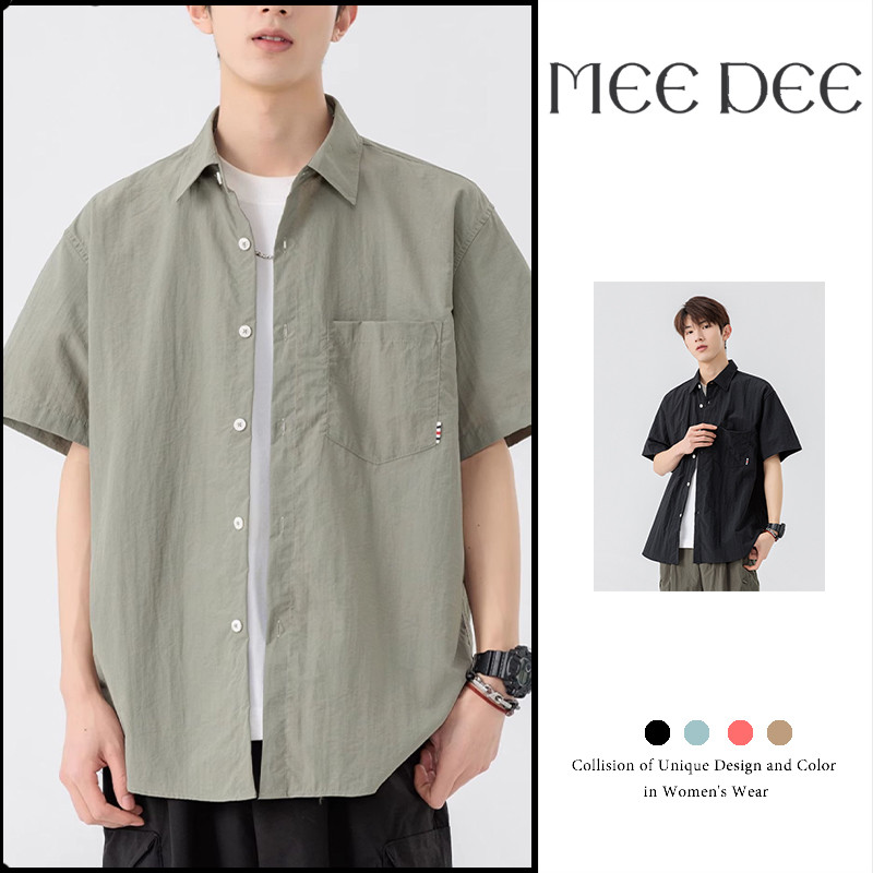 เสื้อเชิ้ตแขนสั้น คอปก สไตล์มินิมอล สำหรับผู้ชาย ใส่ได้หลายโอกาส