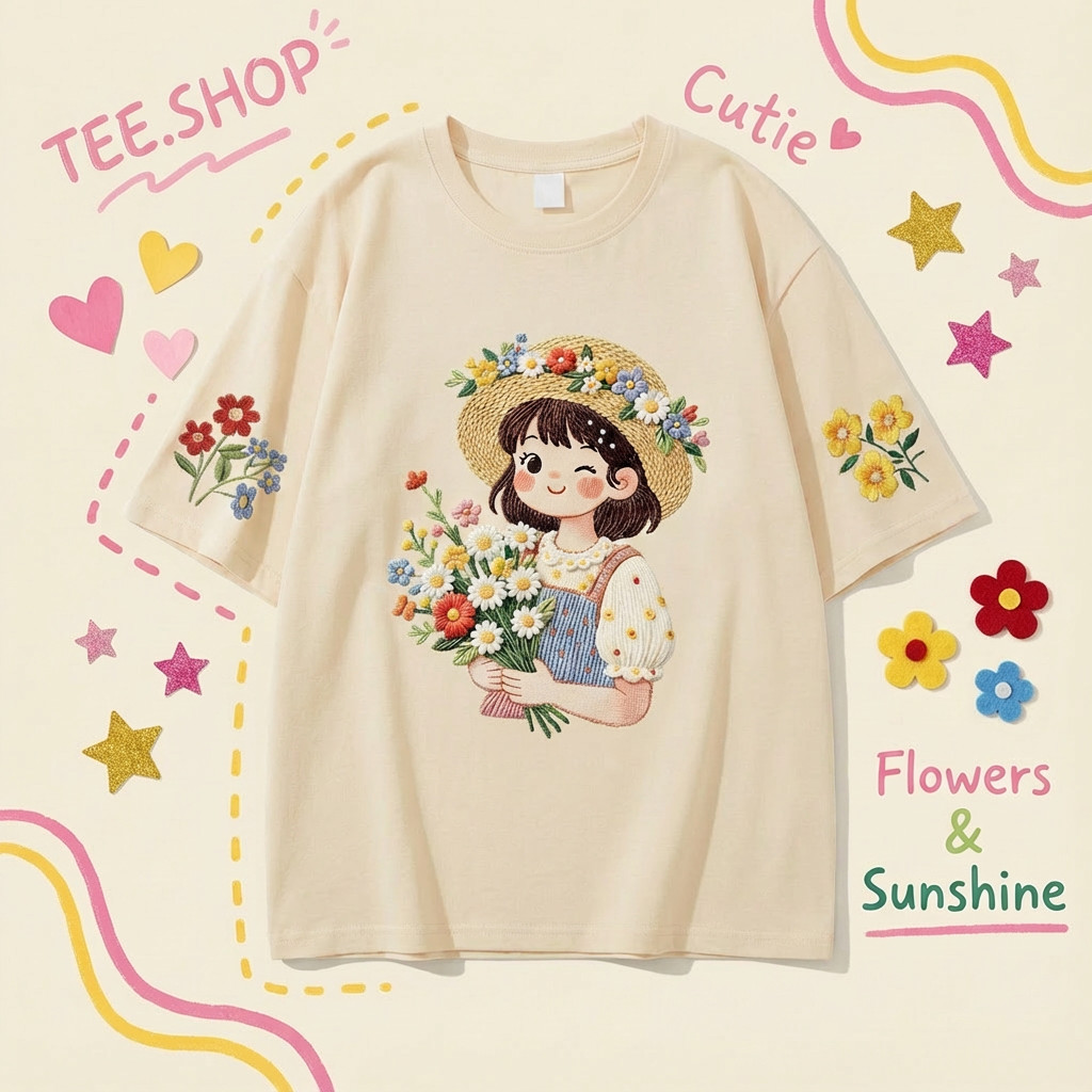 TEE·SHOP🍀เสื้อยืดลาย “GOLDEN GIRL” เสื้อยืดผู้หญิงผ้าฝ้ายใส่สบายOVERSIZE  เสื้อยืดคอกลม【COD】