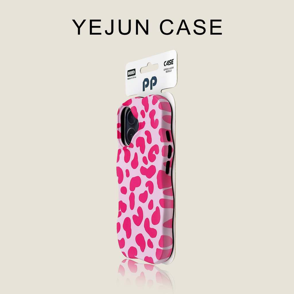 Yejun เหมาะสําหรับ 17 Apple 16 เคสโทรศัพท์ Rose Red Leopard พิมพ์ iphone16promax ฟิล์ม Two-in-One Ha