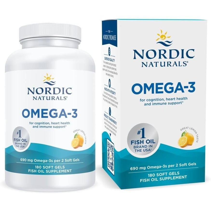 Nordic Naturals Omega-3 รสมะนาว - 180 Soft Gels - 690 mg Omega-3 - Fish Oil - EPA & DHA - Immune Sup