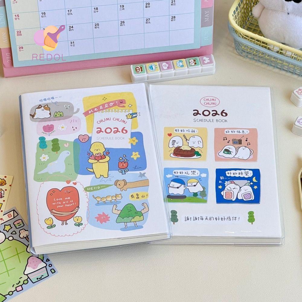 สมุดบันทึกนักเรียน REPKG พร้อมปฏิทินที่จะทํารายการ 2026 Planner การ์ตูน B6 Daily Planner นักเรียน