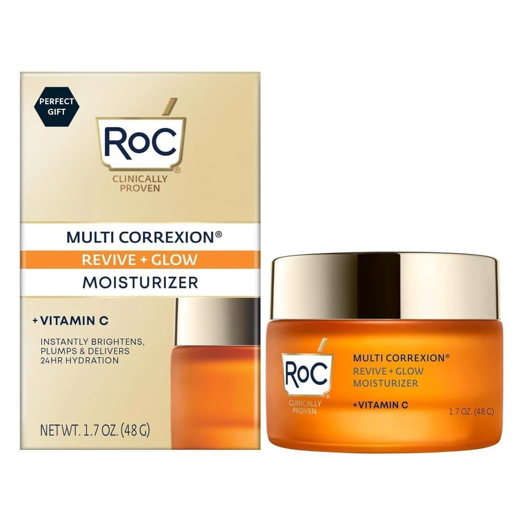 RoC Multi Correxion Revive + Glow 10% Vitamin C Moisturizer for Face, Anti-Aging Gel Cream, Instant 