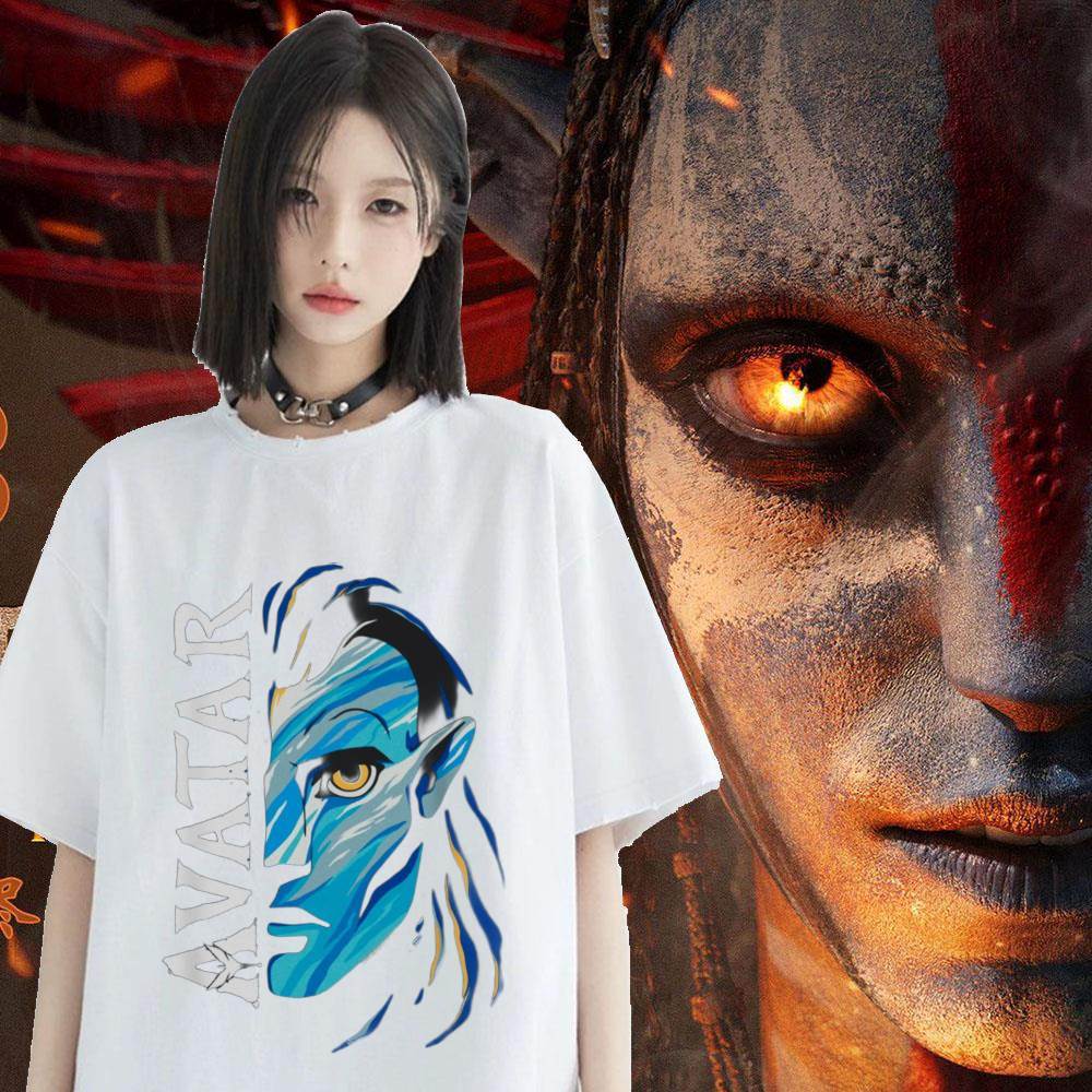 เสื้อยืด สีน้ำเงิน กราฟิก Fire and Ash จาก Avatar 3 ผ้าฝ้าย 100%