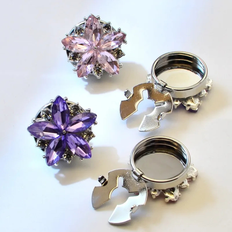 2PCS Fashion Button Covers for Shirt Rhinestone Cufflink Decorative Button Clips Accessories for Wom