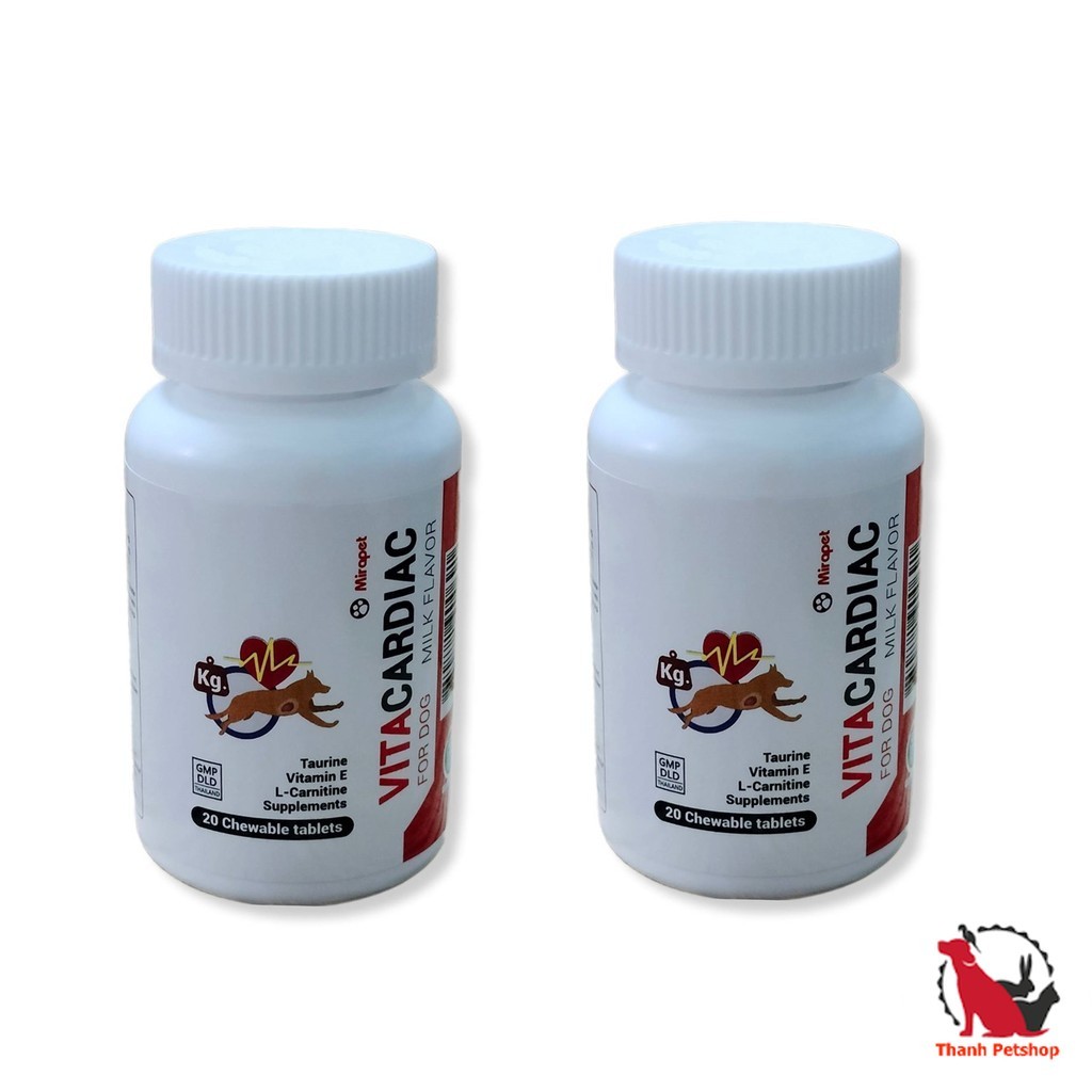 แพ็กคู่ VITA - CARDIAC บำรุงสุขภาพหัวใจ มีส่วนผสมของ L-Carnitine และ Taurine สำหรับสุนัข 20 tabs