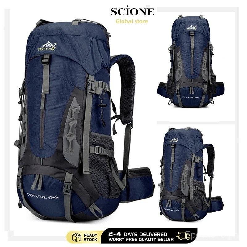 70L กระเป๋าขี่จักรยานปีนเขากระเป๋าเป้สะพายหลังผู้ชายขนาดใหญ่ความจุ Cross-country เดินป่าปีนเขากระเป๋