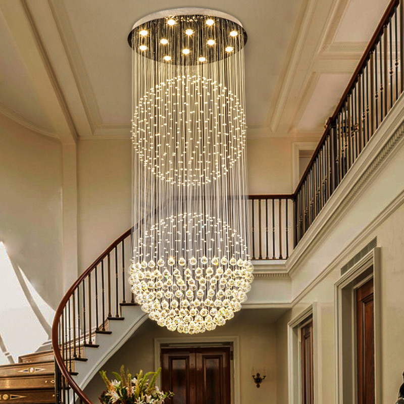 Rotating Staircase Chandelier Villa Lobby Hotel Lobby Living Room Stairwell Duplex Crystal Staircase