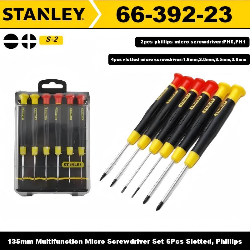 STANLEY 66-392-23 ชุดไขควงไมโครมัลติฟังก์ชั่น 135 มม. 6 ชิ้น Slotted, Phillips Precision ไขควงสําหรับซ่อมโทรศัพท์