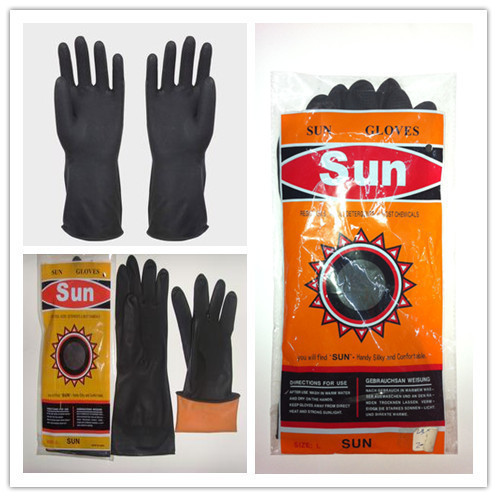 ถุงมือยาง pvc ถุงมือยาง ผู้ผลิต60กรัมสีดําอุตสาหกรรมกรดด่างทนถุงมือป้องกันระงับกลิ่นกายน้ํายางถุงมือ