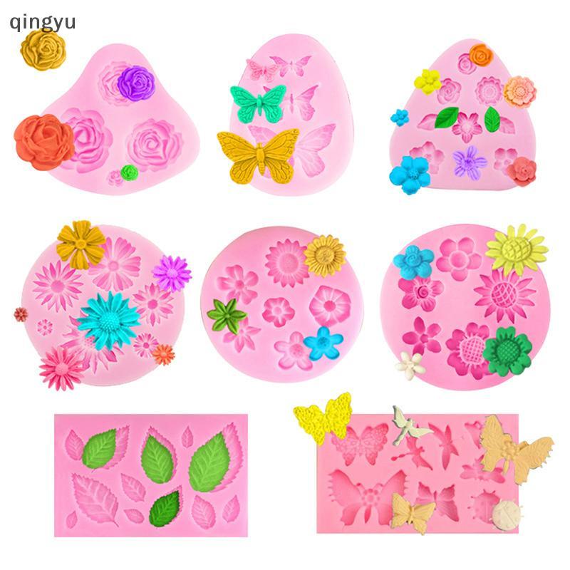 [qingyu] Chrysanthemum Plumeria Rose Flower แม่พิมพ์ซิลิโคน Cupcake Fondant เครื่องมือตกแต่งเค้ก DIY ช็อกโกแลตคุกกี้เบเกอรี่ Moulds สต็อกใหม่