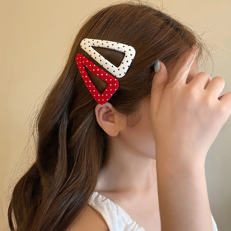 BELLA 🎀 แฟชั่นเกาหลีสไตล์ กิ๊บติดผมลายจุดทรงเรขาคณิต สไตล์วินเทจและอ่อนเยาว์ บผมหักและกิ๊บข้าง ส่งจากไทย FJ028【COD】 - รูปที่ 2