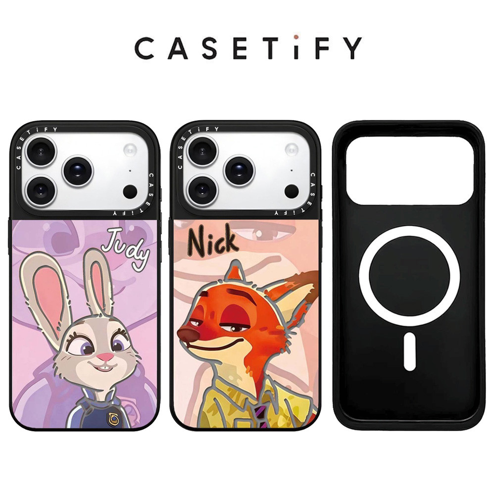 แม่เหล็กการ์ตูนฟ็อกซ์กระต่ายกระจกเคสโทรศัพท์สําหรับ ไอโฟน 17 มือโปร สูงสุด 17อากาศ 16 15 14 13 12 กันกระแทกป้องกันปลอก