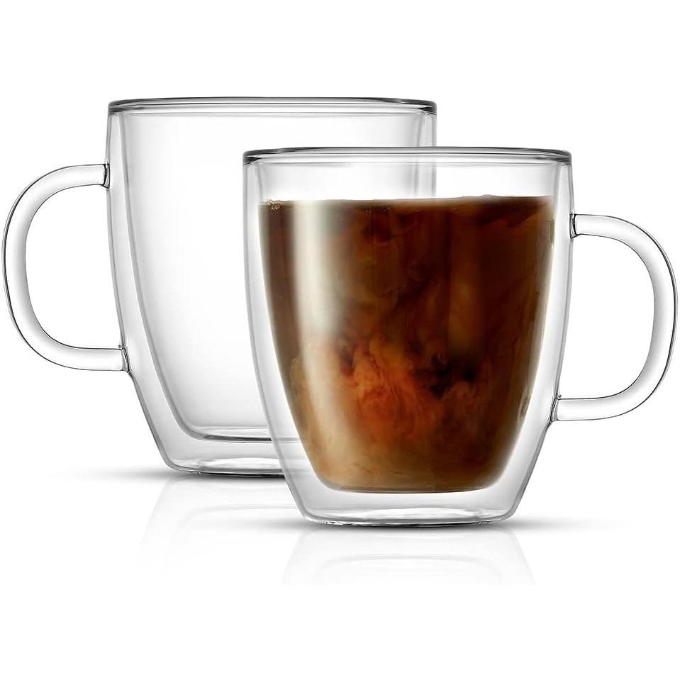 JoyJolt Savor Double Wall Insulated Glasses - แก้วกาแฟ (ชุด 2 ชิ้น) - 13.5-Ounces