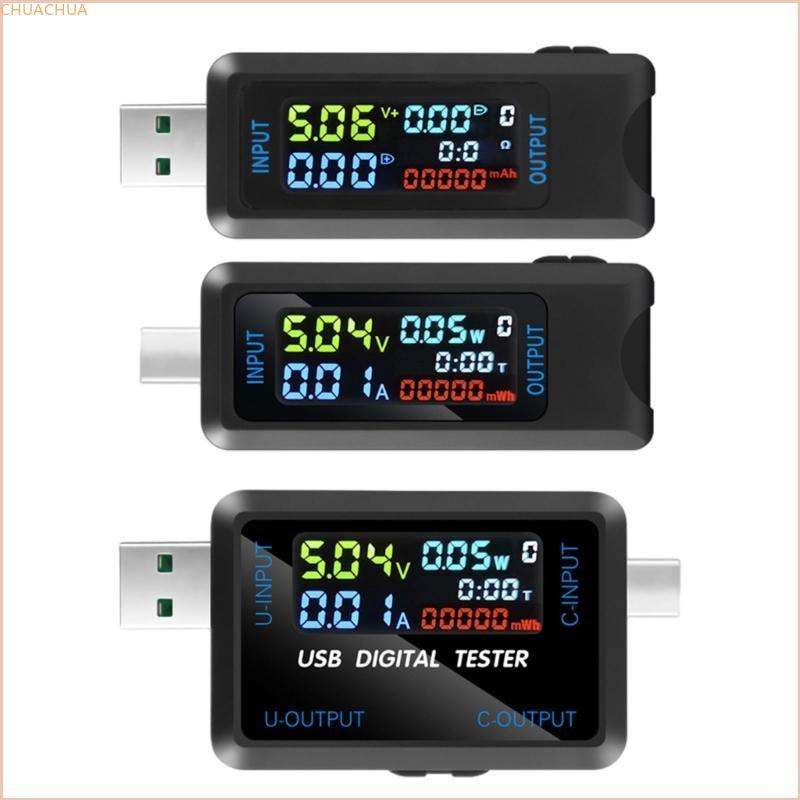 Chu USB C USB Tester Power Meter มัลติมิเตอร์แบบดิจิตอล 4 5-36V 0-5A เครื่องทดสอบแรงดันไฟฟ้าและกระแส